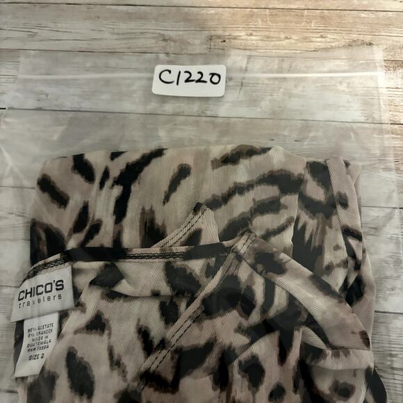Chicos Top Large Mob Wife Leopard Boho Animal Print Slinky Stretchy Bold Travel - Picture 10 of 10